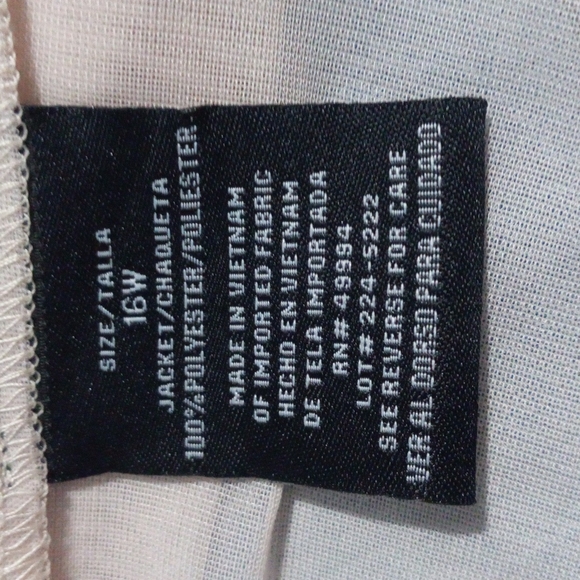 R & M Richards Collection Lightweight Sheer Flowy Cream Cardigan SZ 16W - Picture 7 of 9